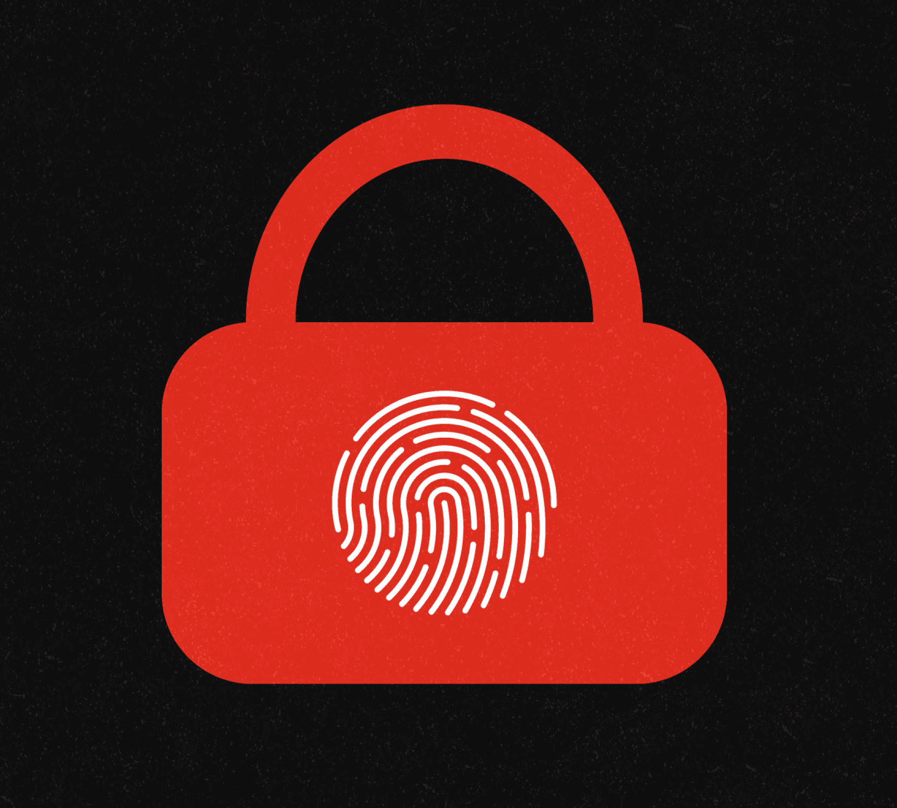 Das Aufmacherbild des Hiscox Cyber Readiness Reports 2025 zeigt ein rotes Vorhängeschloss, auf dem ein weißer Fingerabdruck prangt.