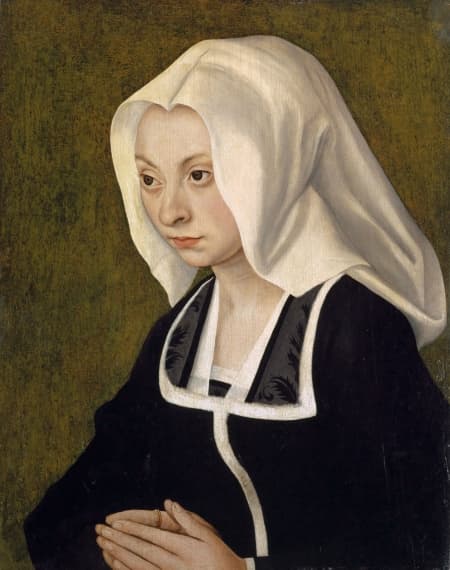 Bildnis einer betenden Frau (Vorderseite); Hl. Katharina (Rückseite). Lucas Cranach d. Ä., um 1508. Öl auf Eichenholz. Masse: 43 x 33 cm. Foto: Martin P. Bühler