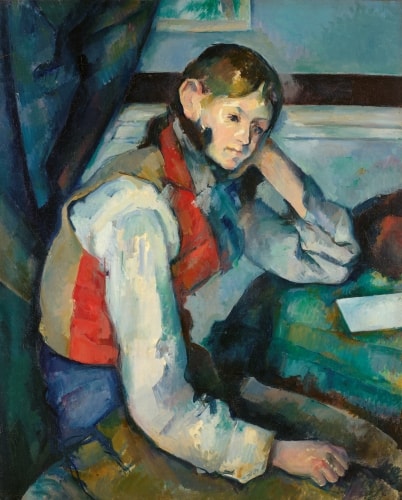Der Knabe mit der roten Weste (1888–1890) von Paul Cézanne, Porträt eines jungen Mannes