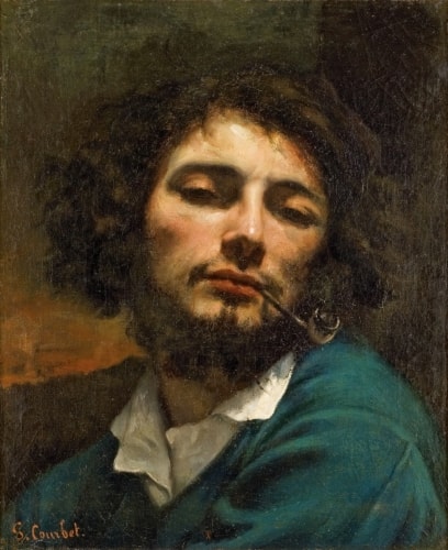 Porträt eines jungen Mannes mit dunklem lockigem Haar und Bart, gemalt von Gustave Courbet