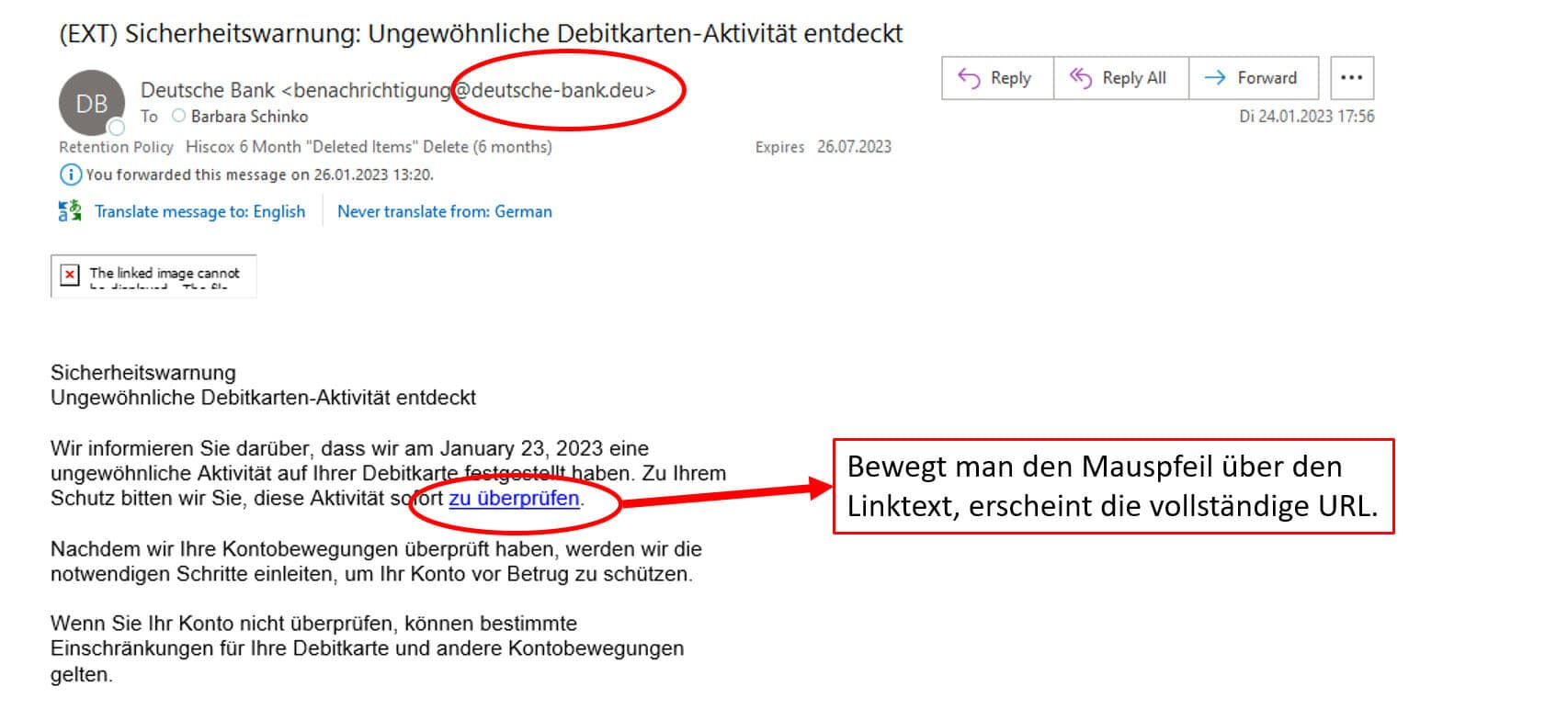 Beispiel einer Scam-Mail