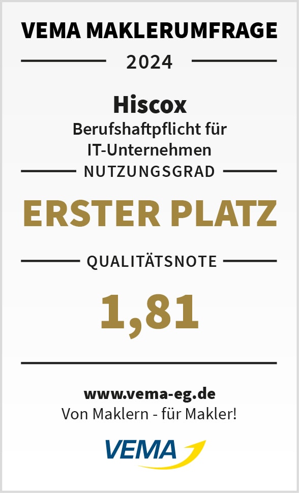 vema qualitaetssiegel bhv it unternehmen erster platz 2024 hiscox
