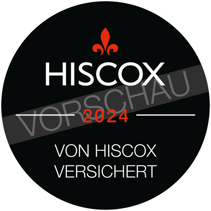 Vorschau des "Hiscox versichert"-Siegels